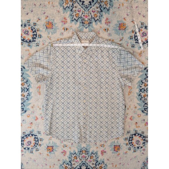 Lucky Brand Blue & White Linen/Cotton Blend Short Sleeve Button Front Shirt - L - Picture 6 of 12